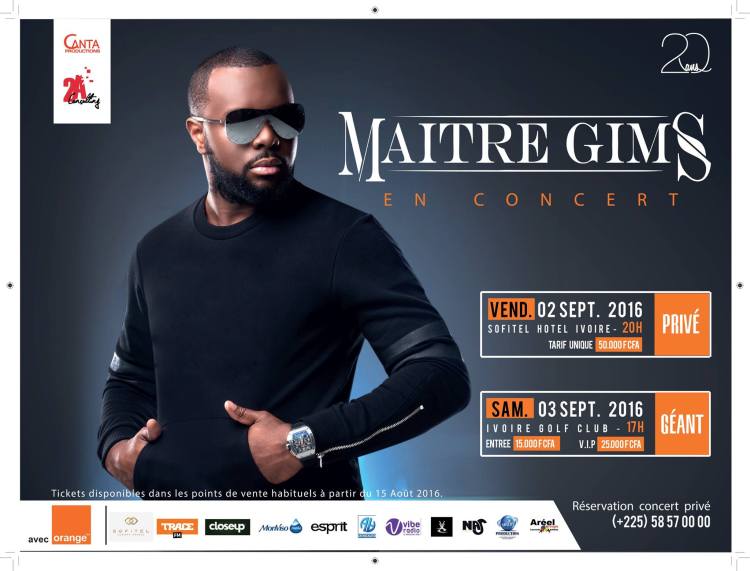 Maitre Gims en concert live à Abidjan les 2 et 3 septembre avec Orange CI